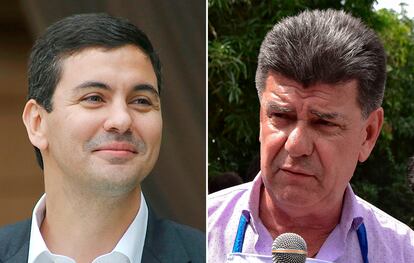 Santiago Peña y Efraín Alegre, los dos principales contendientes a la presidencia de Paraguay.