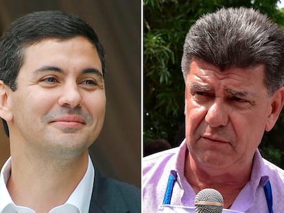 Santiago Peña y Efraín Alegre, los dos principales contendientes a la presidencia de Paraguay.