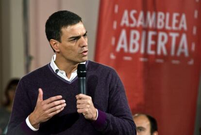 Pedro Sánchez, aquest diumenge, durant la participació en una assemblea oberta de joves a Toledo.