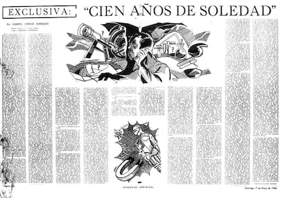 Primeiro capítulo de 'Cem Anos de Solidão' publicado em 'O Espectador', de Bogotá.