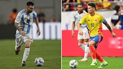 Lionel Messi y James Rodrguez durante partidos de esta edicin de la Copa Amrica.