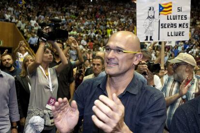 Raül Romeva, interviene en el penúltimo mitin de la campaña.