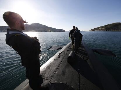 El submarino 'Tramontana', atracado en el puerto de Cartagena el pasado 26 de febrero.