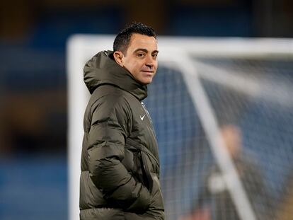 Xavi Hernández durante el entrenamiento del FC Barcelona, previo a las semifinales de la Supercopa.