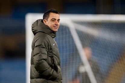 Xavi Hernández durante el entrenamiento del FC Barcelona, previo a las semifinales de la Supercopa.