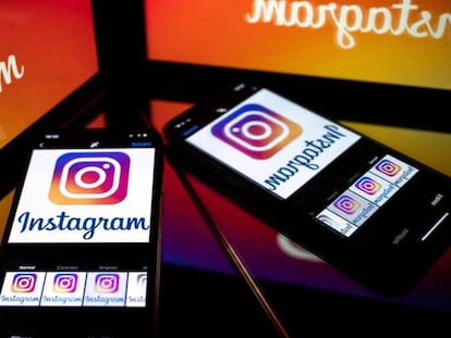 Móviles muestran la red social Instagram.