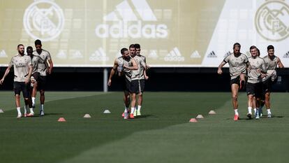 Entrenamiento del Real Madrid este sábado en Valdebebas.