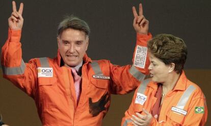 O empres&aacute;rio Eike Batista e a presidente Dilma, em abril de 2012.