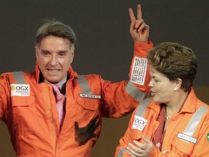 O empres&aacute;rio Eike Batista e a presidente Dilma, em abril de 2012.