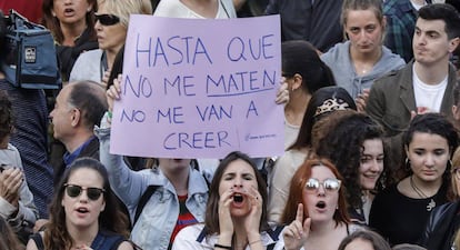 “Unless they kill me, I’m not going to be believed” reads a sign at a protest against the verdict.