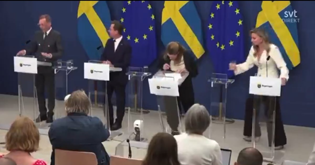 La nueva ministra de Salud de Suecia se desploma en su primera rueda de prensa oficial