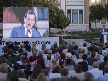 Rajoy, en un acto de campa&ntilde;a en M&aacute;laga. 