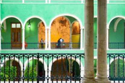 Fachada del Palacio del Gobernador, en Mérida (México).