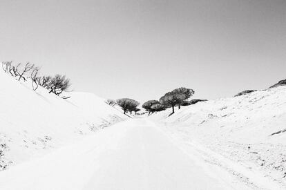 En Punta Paloma, en Tarifa, hay una pequeña aldea medio aislada a la que se llega atravesando una gran duna por una carretera comarcal asfaltada. Es lo más cercano a un paraíso terrenal.<p>En la imagen, la carretera A-2325 conecta la aldea de Paloma Baja con la red viaria general. En 2009 quedó sepultada y desde entonces se retira la arena-<p/>