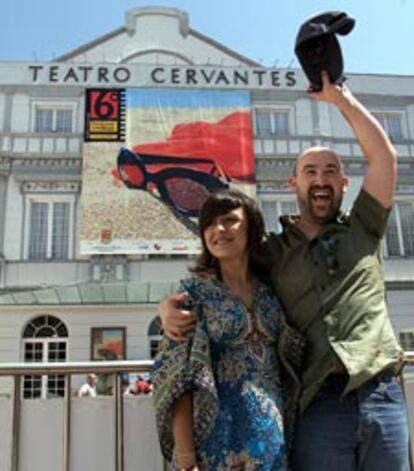 Candela Peña y Javier Cámara, ayer en Málaga.