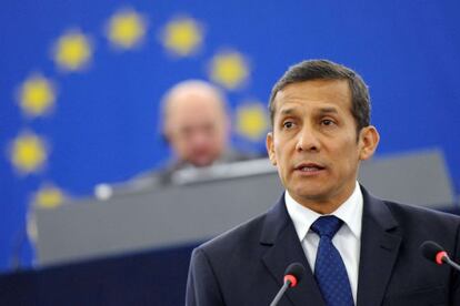 Ollanta Humala durante una sesión plenaria del Parlamento europeo en Estrasburgo
