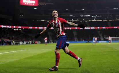 Vitolo celebra su gol al Lleida.