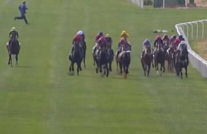 Momento del accidente en el hip&oacute;dromo de La Zarzuela, en Madrid.