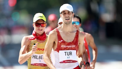 El atleta Marc Tur durante la prueba de marcha en los Juegos Olímpicos de Tokio