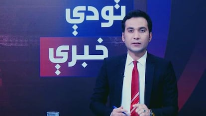 Saeed Shinwari, en el plató de televisión del canal ToloTV.