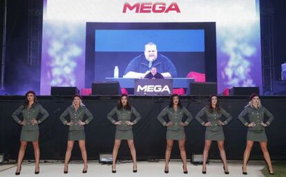 Kim Dotcom, fundador de Megaupload, durante la presentación de Mega, su nueva página de descargas.