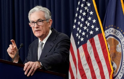 Federal Reserve Chair Jerome Powell answers a question during a press conference at the Federal Reserve in Washington, U.S., November 1, 2023.