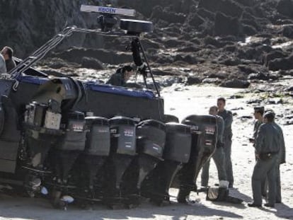 Lanzadera de la banda hallada en 2009 en una playa de Nigrán