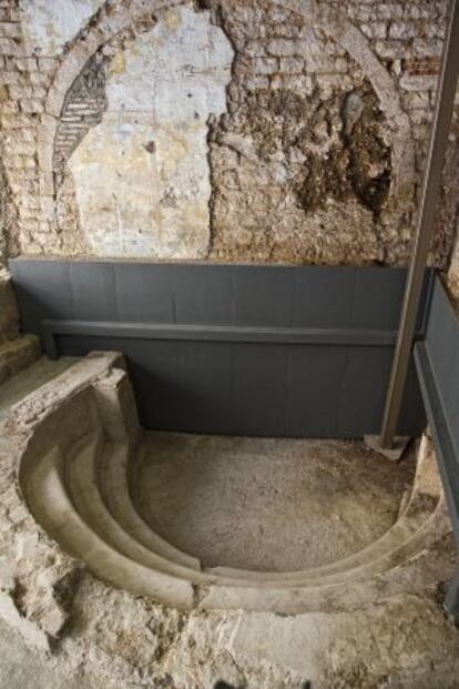 Restos del 'frigidarium' de las termas portuarias de Barcelona del siglo I.