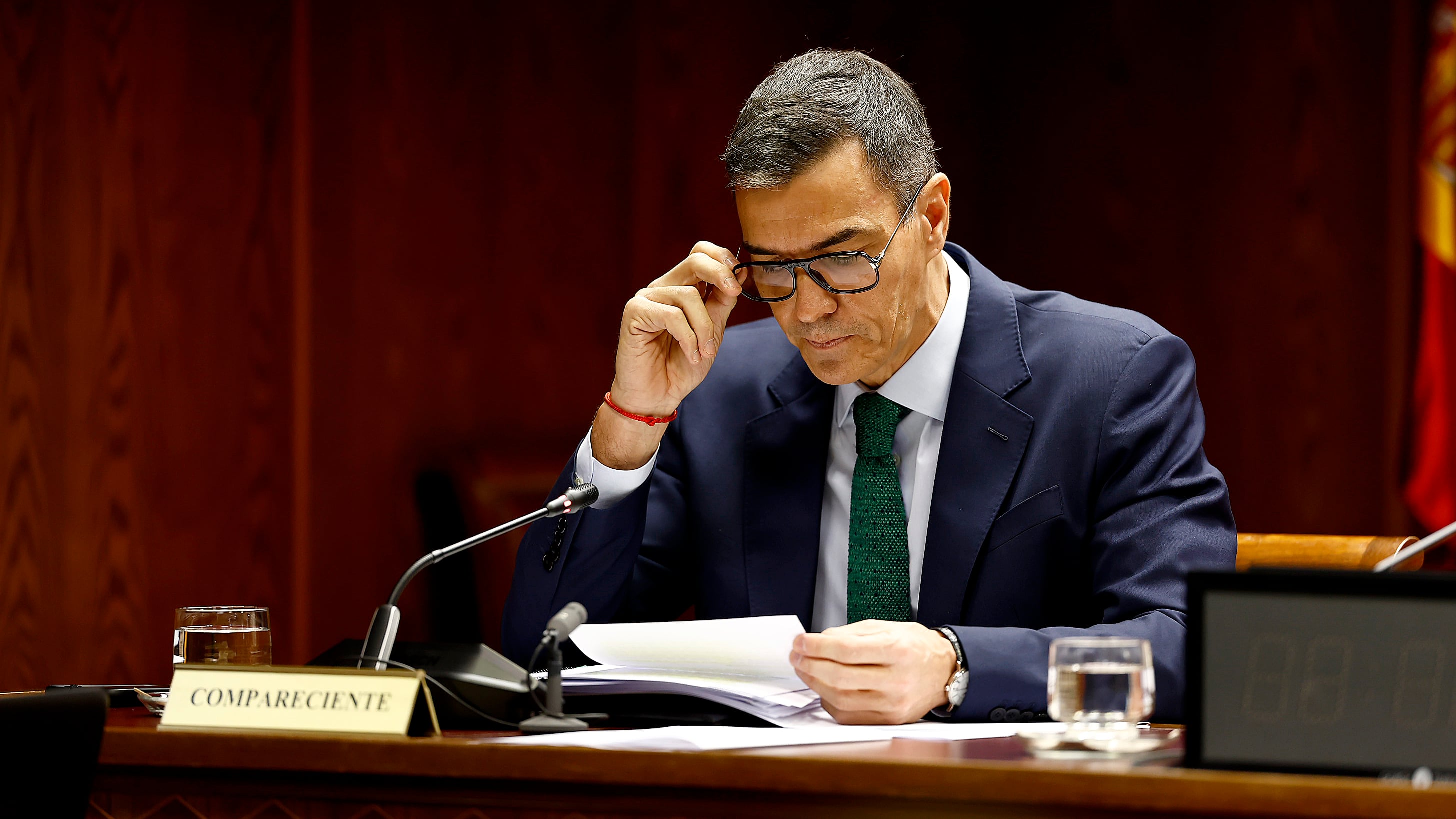 El presidente del Gobierno, Pedro Sánchez, durante su comparecencia en la comisión del 'caso Koldo' en el Senado.