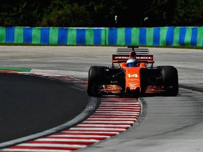 Alonso, durante la clasificación del GP de Hungría.