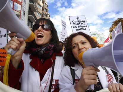 Manifestació de la sanitat concertada, aquest divendres a Terrassa.