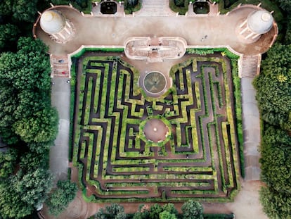 Vista aérea del laberinto del Parc D'Horta (Barcelona).