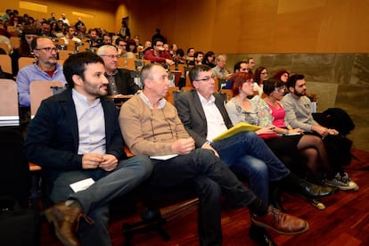 Marzà, Baldoví, Morera y Micó en el Consell Nacional del Bloc celebrado hoy.