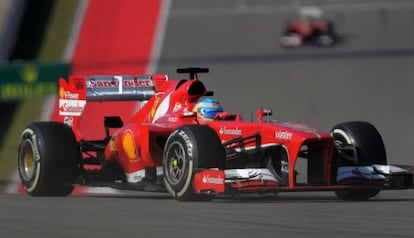 Fernando Alonso at the wheel of his Ferrari during this weekend’s United States Grand Prix.