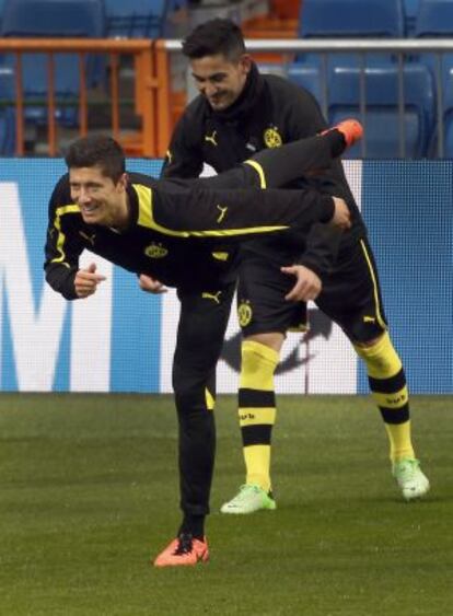 Lewandoski y Gündogan se entrenan en Madrid.