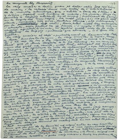 Josep Pla sobre Aly Herscovitz, manuscrit de 'Notes disperses I', p. 178 (Fundació Josep Pla).