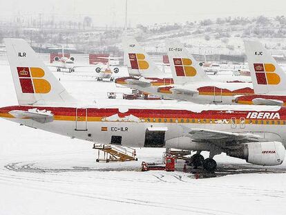 Aviones ayer en Barajas.