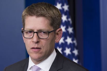 Jay Carney, responsable de prensa de la Casa Blanca, fich&oacute; por Amazon hace un a&ntilde;o.