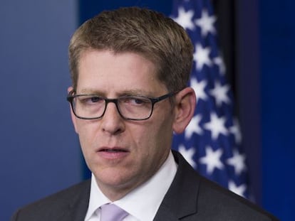 Jay Carney, responsable de prensa de la Casa Blanca, fich&oacute; por Amazon hace un a&ntilde;o.