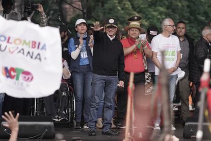 Marcha a favor del gobierno de Gustavo Petro, en Bogotá, el 27 de septiembre de 2023.