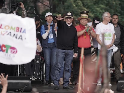Marcha a favor del gobierno de Gustavo Petro, en Bogotá, el 27 de septiembre de 2023.