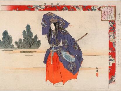 La deidad japonesa Seiobo dibujada por Tsukioka Kogyo (1869-1927) en su serie Im&aacute;genes del Teatro No.