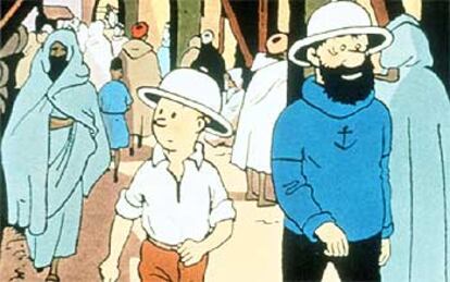 Tintín y el capitán Haddock, en una de las viñetas del cómic creado por Hergé.