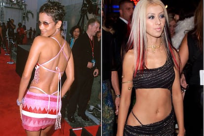 Halle Berry y Christina Aguilera en la gala de los MTV en el año 2000.