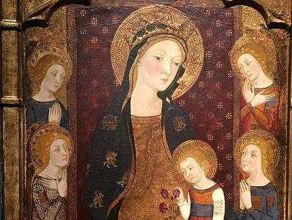 Detalle de 'Virgen con el Niño y ángeles' de Jaume Serra, imagen promocional de la obra del Lliure.