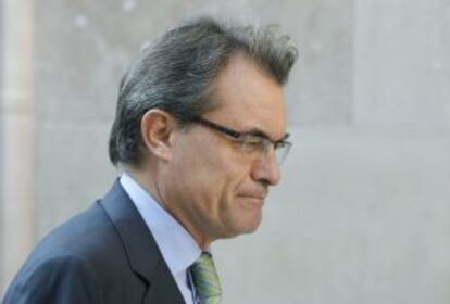 El presidente de la Generalitat, Artur Mas, a su llegada a la reunión del Consell Executiu celebrada esta mañana en el Palau de la Generalitat.