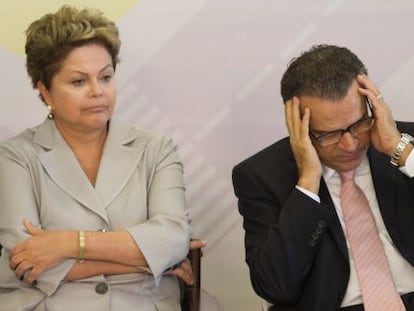 Dilma Rousseff e o presidente da C&acirc;mara, Henrique Alves, em Bras&iacute;lia.