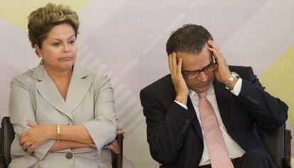 Dilma Rousseff e o presidente da C&acirc;mara, Henrique Alves, em Bras&iacute;lia.