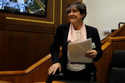 Laura Mintegi, en el pleno del Parlamento del pasado viernes.