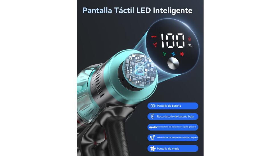 La aspiradora incorpora una pantalla LED inteligente.